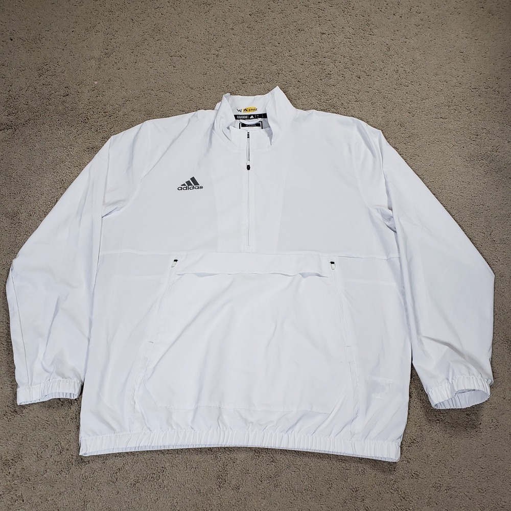 Adidas Mens Stadium 1/4 Zip Team Player Issued Woven Pullover L White ECU